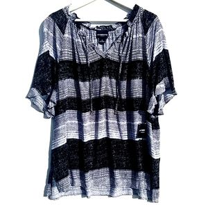 Liz Claiborne ~ Flutter Sleeve Blouse ~ NWT